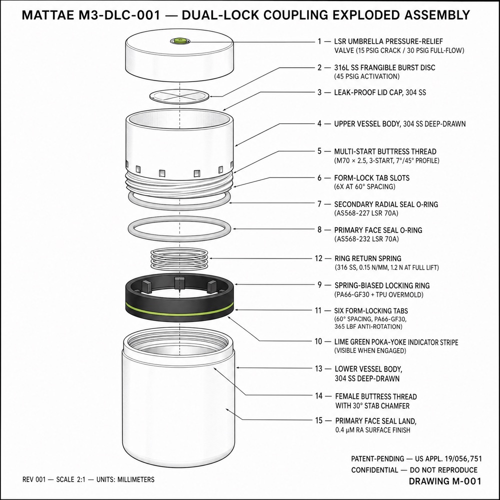 MX-01 dual-lock coupling exploded assembly diagram